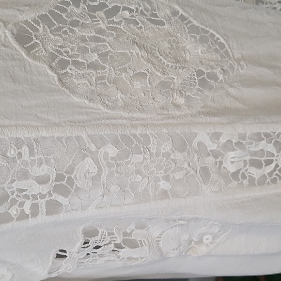 Solitaire Swim Unlined White Crochet Front 3/4 Sleeve Cotton Cover-Up Size S - Picture 5 of 11